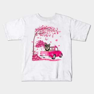 Valentine's Day Love Pickup Truck Shiba Inu Kids T-Shirt